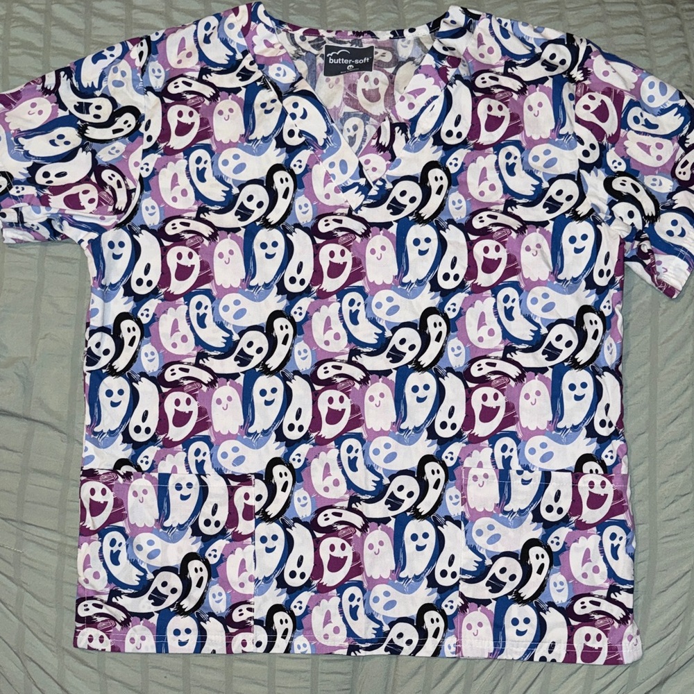 Ghost Print Women's Scrub Top